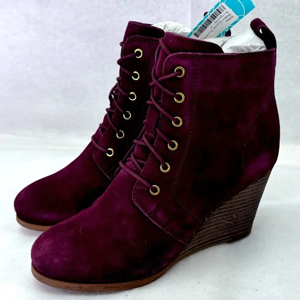 NWT Diba Blake Suede Bootie size 7 Burgundy Ankle Boot Wedges Stitch Fix